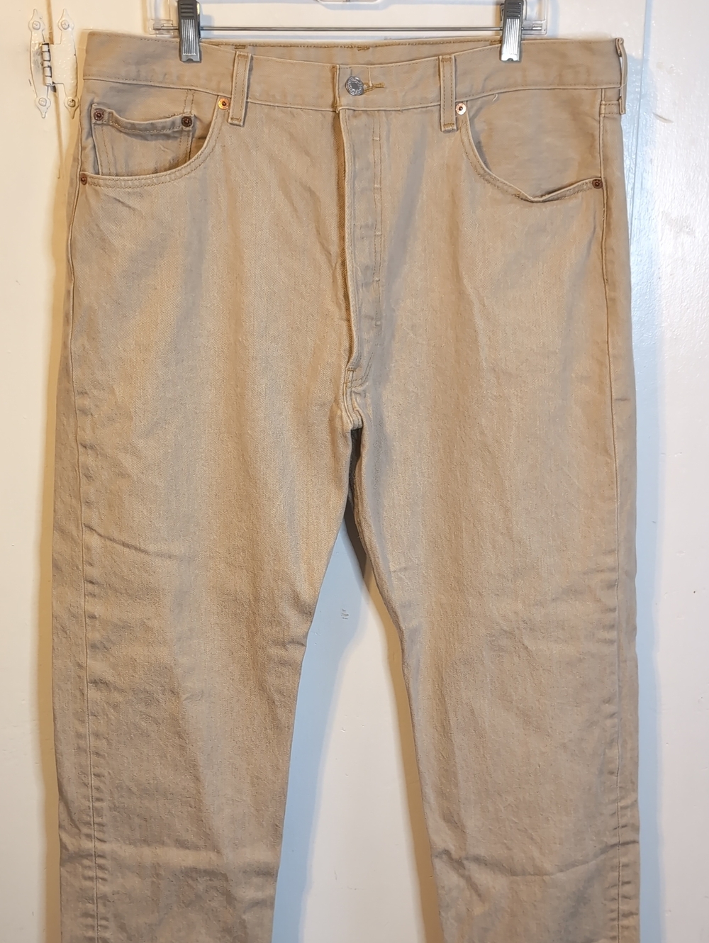Levis Button-Fly 501 Beige Jeans mens 40x32